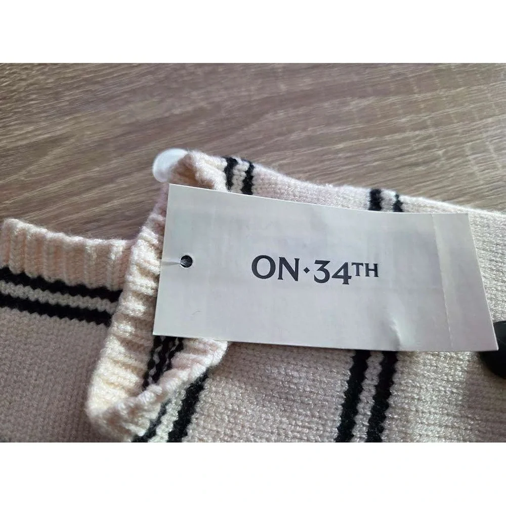 On 34th Womens Convertible Fingerless Mitten Gloves Black Ivory Stripe MO2542408